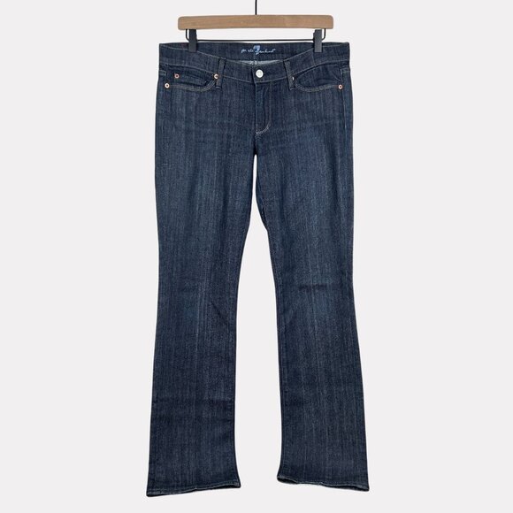 7 for All Mankind Straight Leg Jeans Womens 30 Dark Wash Five Pocket Zip 7Fam - Picture 1 of 10